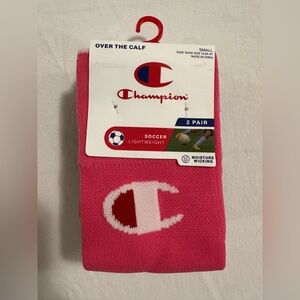 NWT Champion Girls 2 Pair Soccer Socks Pink & Black
